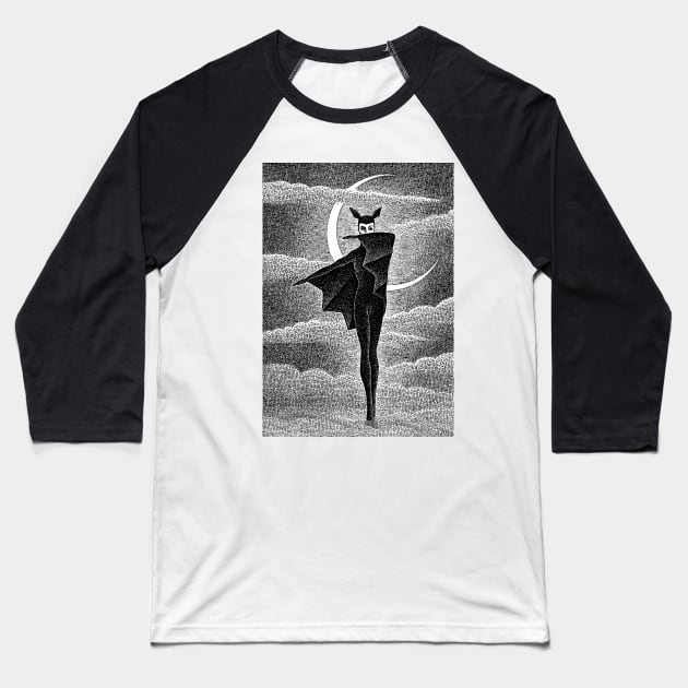 Bat-Girl Baseball T-Shirt by Haunted Nonsense